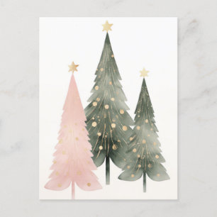 Pinke und grüne Weihnachtsbäume  Postkarte
