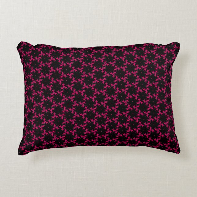 Pinke und Schwarze Blume Cluster Akzente Pillow Dekokissen (Vorderseite)