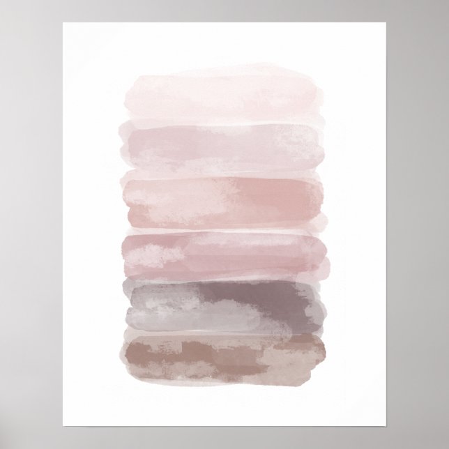 Pinke Wasserfarbe Pinselstriche Poster (Vorne)