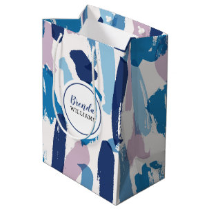 Pinke, weiß und blau, Pinselstriche Mittlere Geschenktüte