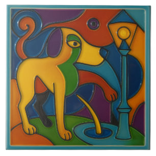Pinkelndes Hund Fliese