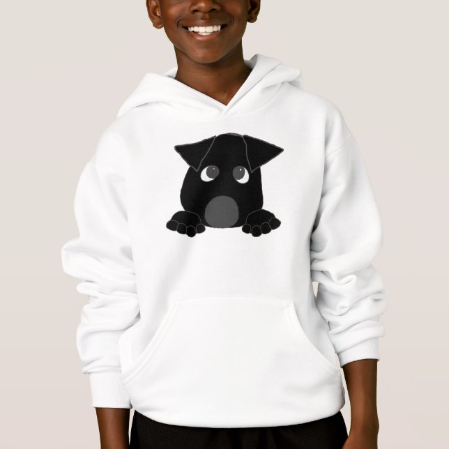 Pinkender Labrador schwarz Hoodie (Vorderseite)