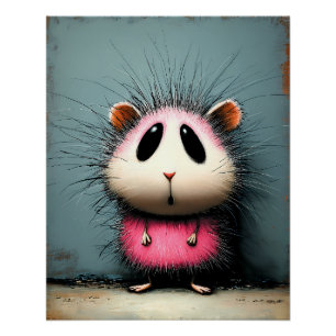 pinker flauschiger Hamster - Cartoon Comic Stil Poster