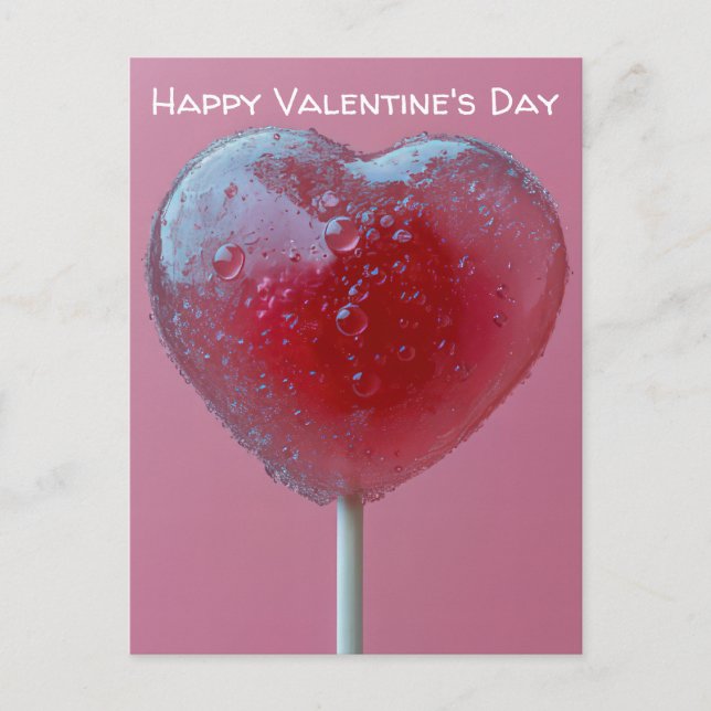 Pinker Herz Lollipop Valentinstag Postkarte (Vorderseite)