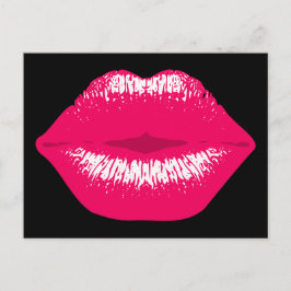 Pinker Kussmund Lippenstiftabdruck Valentinstag Postkarte