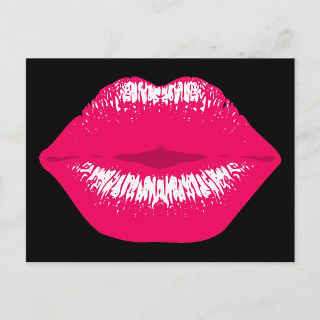 Pinker Kussmund Lippenstiftabdruck Valentinstag Postkarte (Vorderseite)