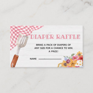 Pinkes Barbeque-Baby-Shower-Windel-Raffel Begleitkarte