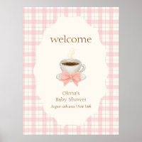 Pinkes Cafe Bébé Kaffee Gingham Babyparty Willkomm