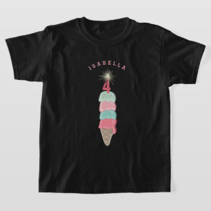 Pinkes Eiscreme-Funke-Mädchen 4. Geburtstagsfeier T-Shirt