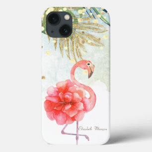 Pinkes Flamingoblume, Gold Konfetti Palmblatt Case-Mate iPhone Hülle