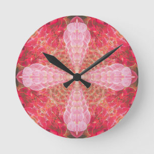 Pinkes Fraktal Runde Wanduhr