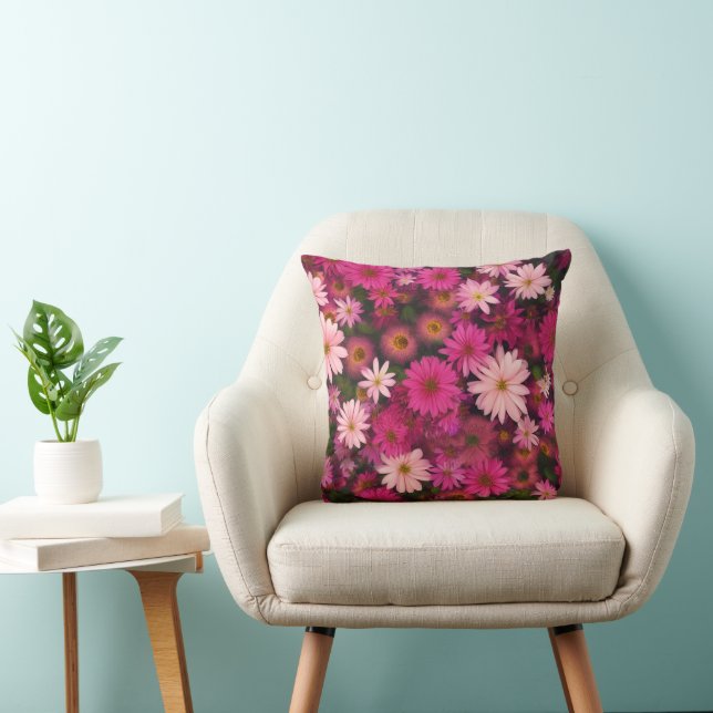 Pinkes Gärtchen mit Gänseblümchen - Leuchtendes Bl Kissen (Stuhl )