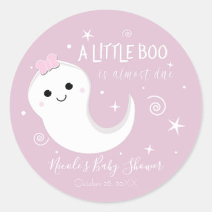Pinkes Geister Mädchen BOO Halloween Baby Shower Runder Aufkleber