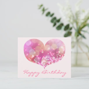 Pinkes Glitterherz Alles Gute zum Geburtstag Pos Postkarte