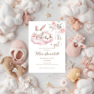 Pinkes Hasen-Baby-Shower-Mädchen-Einladung Einladung