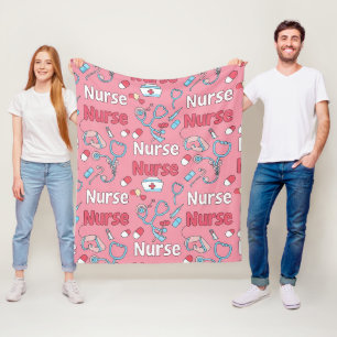 Pinkes Krankenpfleger-Leben nahtloses Muster (1) Fleecedecke