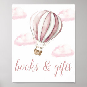 Pinkes Luftballon-Baby-Shower-Bücher- und Geschenk Poster