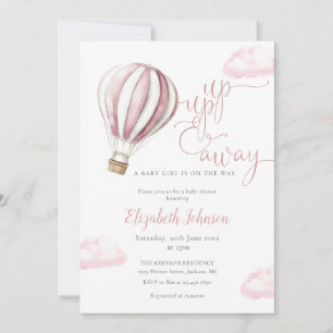 Pinkes Luftballon-Mädchen QR-Code-Foto-Baby-Shower Einladung