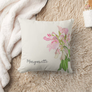 Pinkes Orchideen-Blumendesign – Elegante botanisch Kissen
