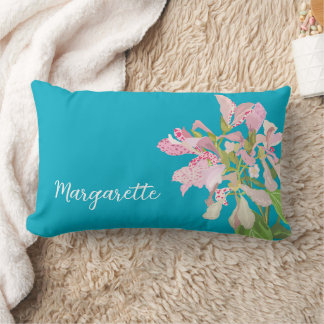 Pinkes Orchideen-Blumendesign – Elegante botanisch Lendenkissen