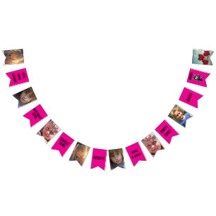 PINKES PARTYBANNER FÜR DEN GEBURTSTAG EINES MÄDCHE WIMPELKETTE