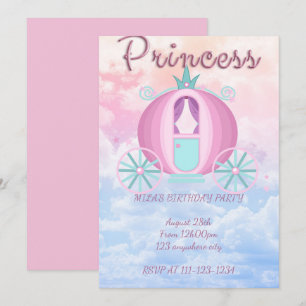 PINKES PRINZESSIN-GEBURTSTAGS-EINLADUNG EINLADUNG
