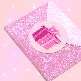 Pinkes Prinzessinnen-Geschenk-Sticker für Mädchen- Runder Aufkleber