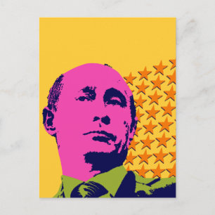 Pinkes Putin-Pop-Art-Porträt Postkarte
