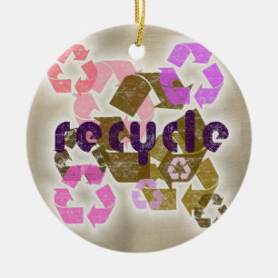 Pinkes Recycling-Symbol-Logo-Ornament Keramikornament