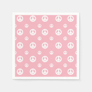 Pinkes Retro-Friedenszeichen-Geburtstags- Serviette