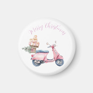 Pinkes Roller Weihnachtseinkauf Magnet