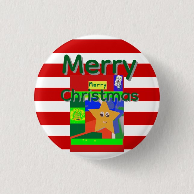 Pinkes rotes frohes Weihnachtsfest  Button (Vorderseite)
