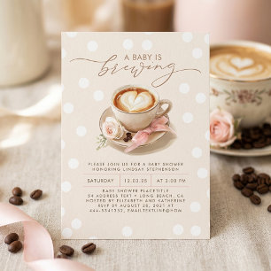 Pinkes Schleifen Kaffee Baby Is Brewing Mädchen Ba Einladung
