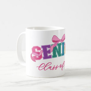 Pinkes Schleifen-Varsity-Buchstabe Abiturjahrgang Kaffeetasse