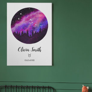 Pinkes Sternbild Stier Horoskop-Sternzeichen-Gesch Poster