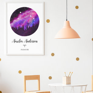 Pinkes Sternbild Widder Horoskop-Sternzeichen-Gesc Poster