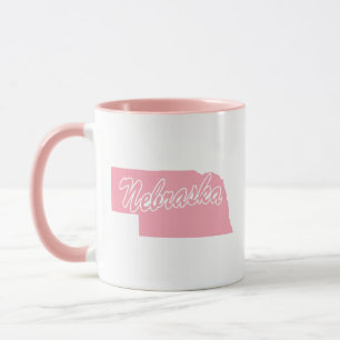 Pinkes Tasse in Form des Bundesstaates Nebraska