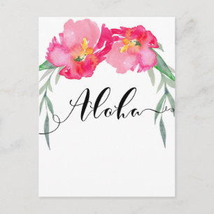 Pinkes tropisches Blatt Blumen Aloha Save the Date Ankündigungspostkarte
