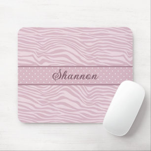 Pinkes Zebramuster & Punkte-Mauspad Mousepad