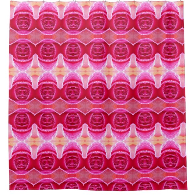 Pinkey Rose Ikat Duschvorhang (Vorderseite)