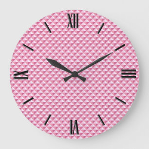Pinkfarben, Emaille-Aussehen, gestopftes Gitter Große Wanduhr