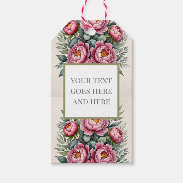 Pinkfarbene Aquarellfarben-Blume eucalyptus Gift M Geschenkanhänger (Vorderseite)