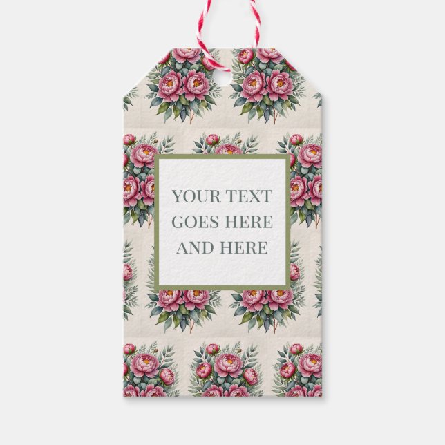 Pinkfarbene Aquarellfarben-Blume eucalyptus Gift M Geschenkanhänger (Vorderseite)