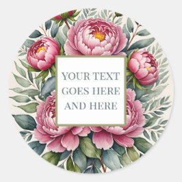 pinkfarbene Blume florale Blätter erstellen einen  Runder Aufkleber