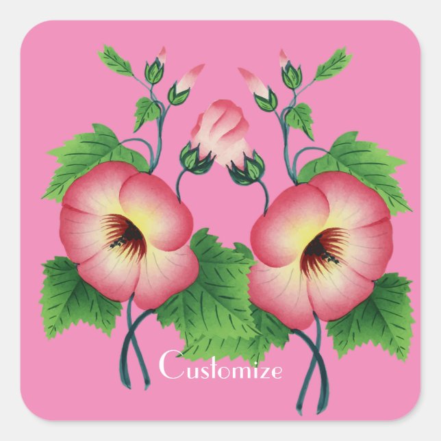 Pinkfarbene Blume Thunder_Cove Quadratischer Aufkleber (Vorderseite)
