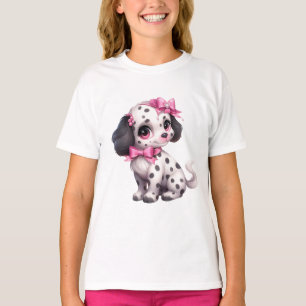 Pinkfarbene Bogen und Niedlicher Dalmatiner-Pup T-Shirt