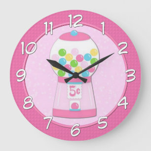 Pinkfarbene Bubble-Maschine-Uhr für Kinder Große Wanduhr