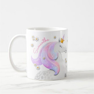 Pinkfarbene Einhornprinzessin mit Kronleuchten Kaffeetasse