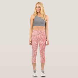 Pinkfarbene, hellpastellfarbene Glitzern Glitzer Capri Leggings