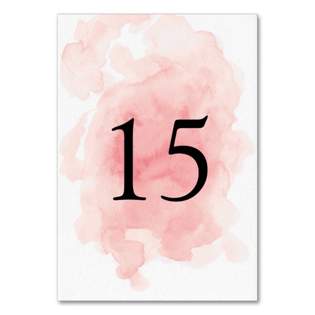 Pinkfarbene Hochzeitskarte für die Tischnummer (Vorderseite)